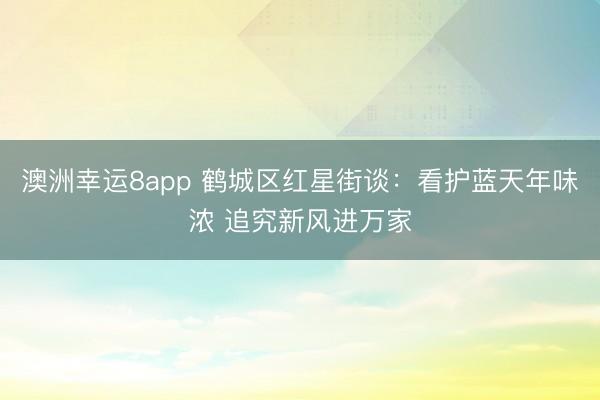 澳洲幸运8app 鹤城区红星街谈：看护蓝天年味浓 追究新风进万家