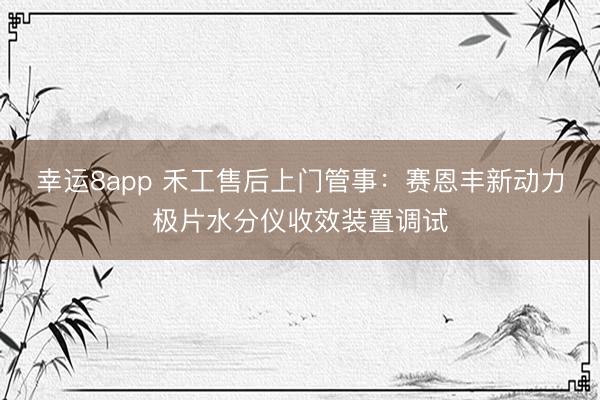 幸运8app 禾工售后上门管事：赛恩丰新动力极片水分仪收效装置调试
