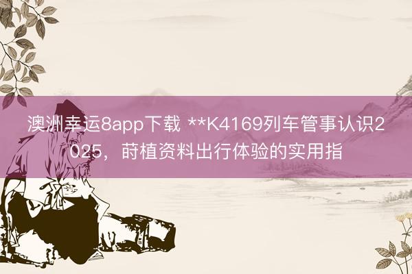 澳洲幸运8app下载 **K4169列车管事认识2025，莳植资料出行体验的实用指
