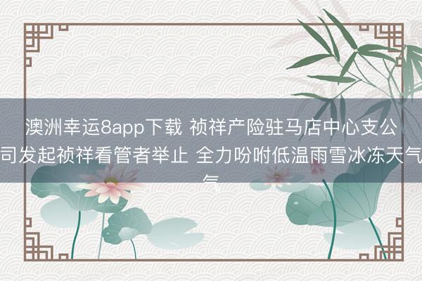 澳洲幸运8app下载 祯祥产险驻马店中心支公司发起祯祥看管者举止 全力吩咐低温雨雪冰冻天气