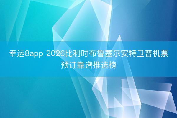 幸运8app 2026比利时布鲁塞尔安特卫普机票预订靠谱推选榜