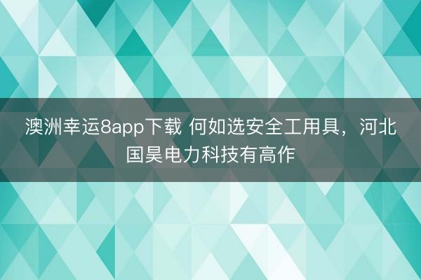 澳洲幸运8app下载 何如选安全工用具，河北国昊电力科技有高作
