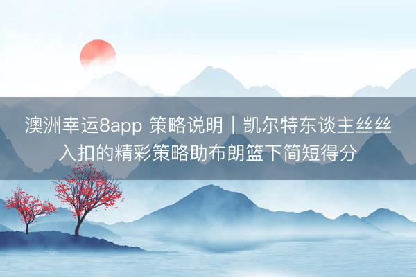 澳洲幸运8app 策略说明｜凯尔特东谈主丝丝入扣的精彩策略助布朗篮下简短得分