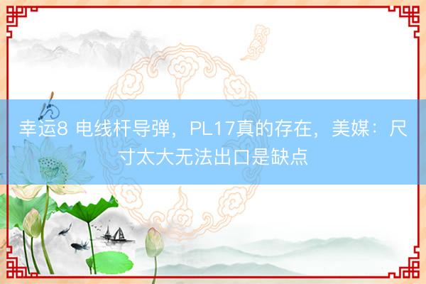 幸运8 电线杆导弹，PL17真的存在，美媒：尺寸太大无法出口是缺点