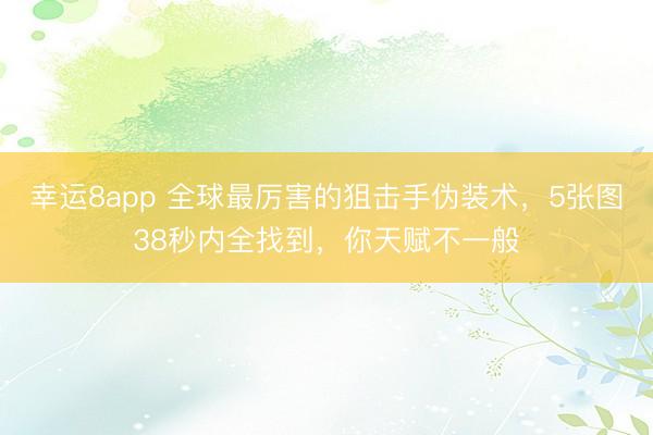 幸运8app 全球最厉害的狙击手伪装术，5张图38秒内全找到，你天赋不一般