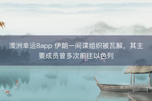 澳洲幸运8app 伊朗一间谍组织被瓦解，其主要成员曾多次前往以色列
