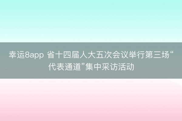 幸运8app 省十四届人大五次会议举行第三场“代表通道”集中采访活动