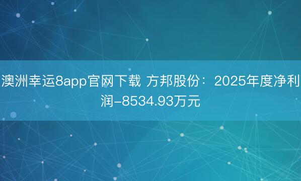 澳洲幸运8app官网下载 方邦股份:2025年度净利润-8534.93万元