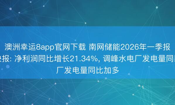 澳洲幸运8app官网下载 南网储能2026年一季报功绩快报: 净利润同比增长21.34%, 调峰水电厂发电量同比加多