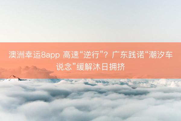 澳洲幸运8app 高速“逆行”？广东践诺“潮汐车说念”缓解沐日拥挤