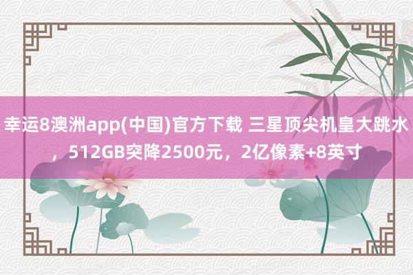 幸运8澳洲app(中国)官方下载 三星顶尖机皇大跳水，512GB突降2500元，2亿像素+8英寸