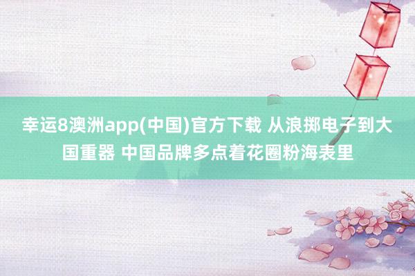 幸运8澳洲app(中国)官方下载 从浪掷电子到大国重器 中国品牌多点着花圈粉海表里
