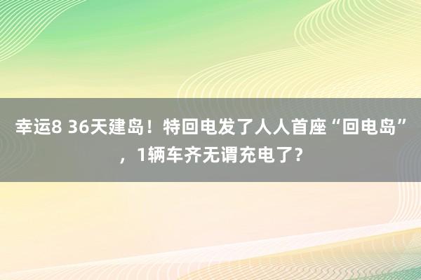 幸运8 36天建岛！特回电发了人人首座“回电岛”，1辆车齐无谓充电了？