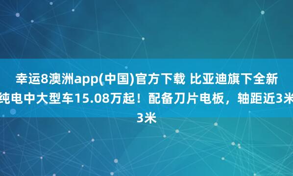 幸运8澳洲app(中国)官方下载 比亚迪旗下全新纯电中大型车15.08万起！配备刀片电板，轴距近3米