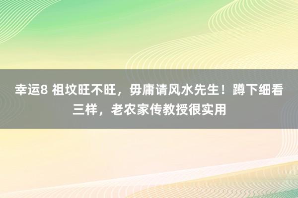 幸运8 祖坟旺不旺，毋庸请风水先生！蹲下细看三样，老农家传教授很实用