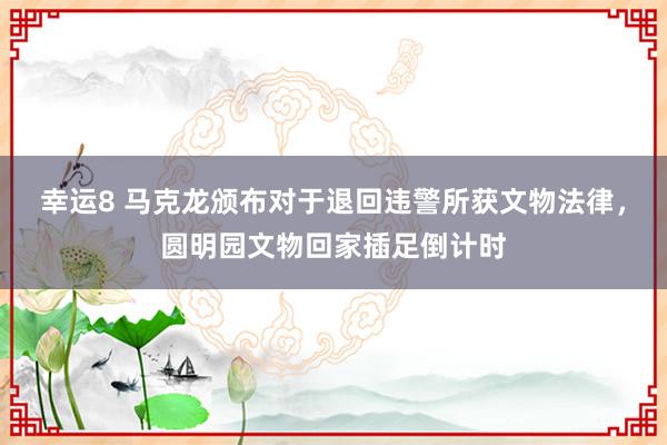 幸运8 马克龙颁布对于退回违警所获文物法律，圆明园文物回家插足倒计时