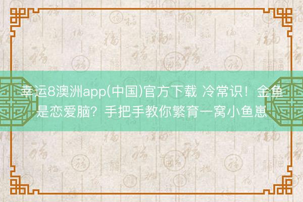 幸运8澳洲app(中国)官方下载 冷常识！金鱼是恋爱脑？手把手教你繁育一窝小鱼崽