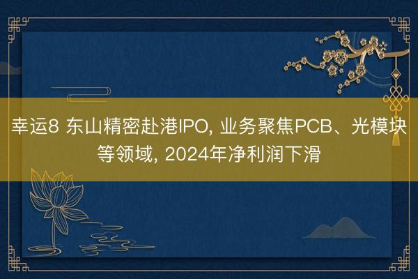 幸运8 东山精密赴港IPO, 业务聚焦PCB、光模块等领域, 2024年净利润下滑