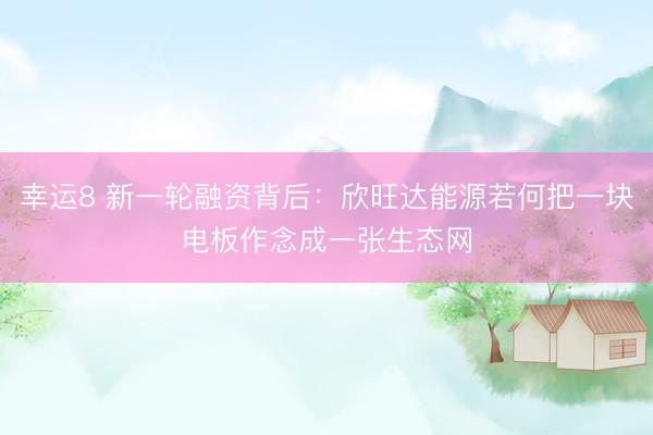 幸运8 新一轮融资背后：欣旺达能源若何把一块电板作念成一张生态网