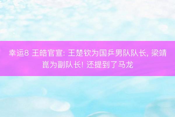 幸运8 王皓官宣: 王楚钦为国乒男队队长, 梁靖崑为副队长! 还提到了马龙
