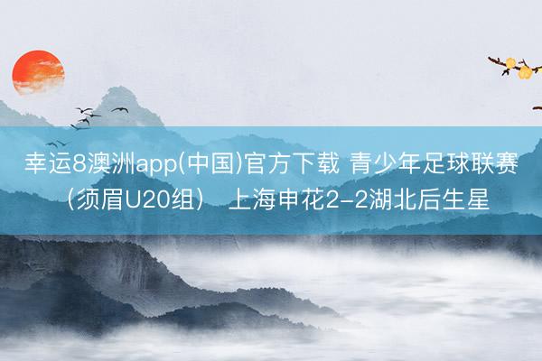 幸运8澳洲app(中国)官方下载 青少年足球联赛（须眉U20组） 上海申花2-2湖北后生星