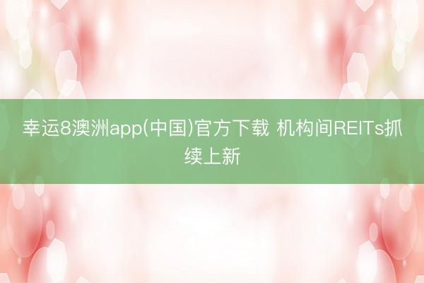 幸运8澳洲app(中国)官方下载 机构间REITs抓续上新