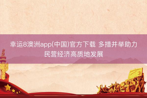 幸运8澳洲app(中国)官方下载 多措并举助力民营经济高质地发展